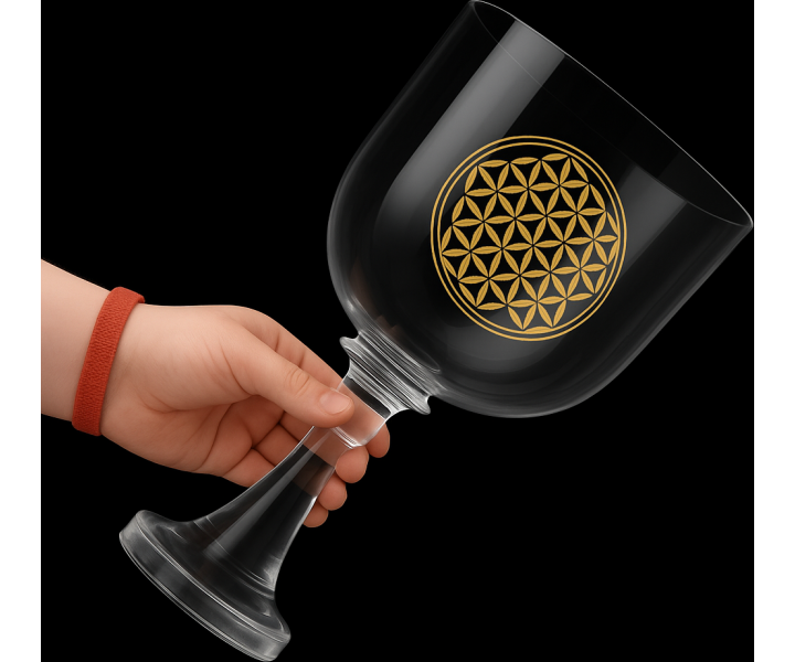 Crystal Chalice with Mandala and Case C3 (Clear) 22 cm