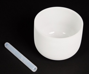 White frosted crystal singing bowl 20 cm C 432 Hz "dissolution"