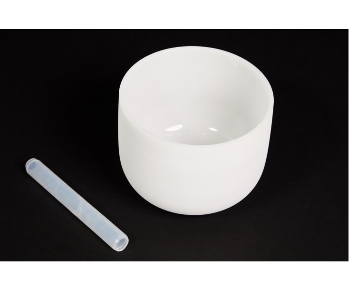 White frosted crystal singing bowl 20 cm C 432 Hz "dissolution"