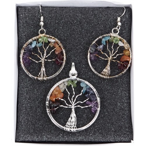 Tree of Life Gift Set: Chakra Pendant and Earrings